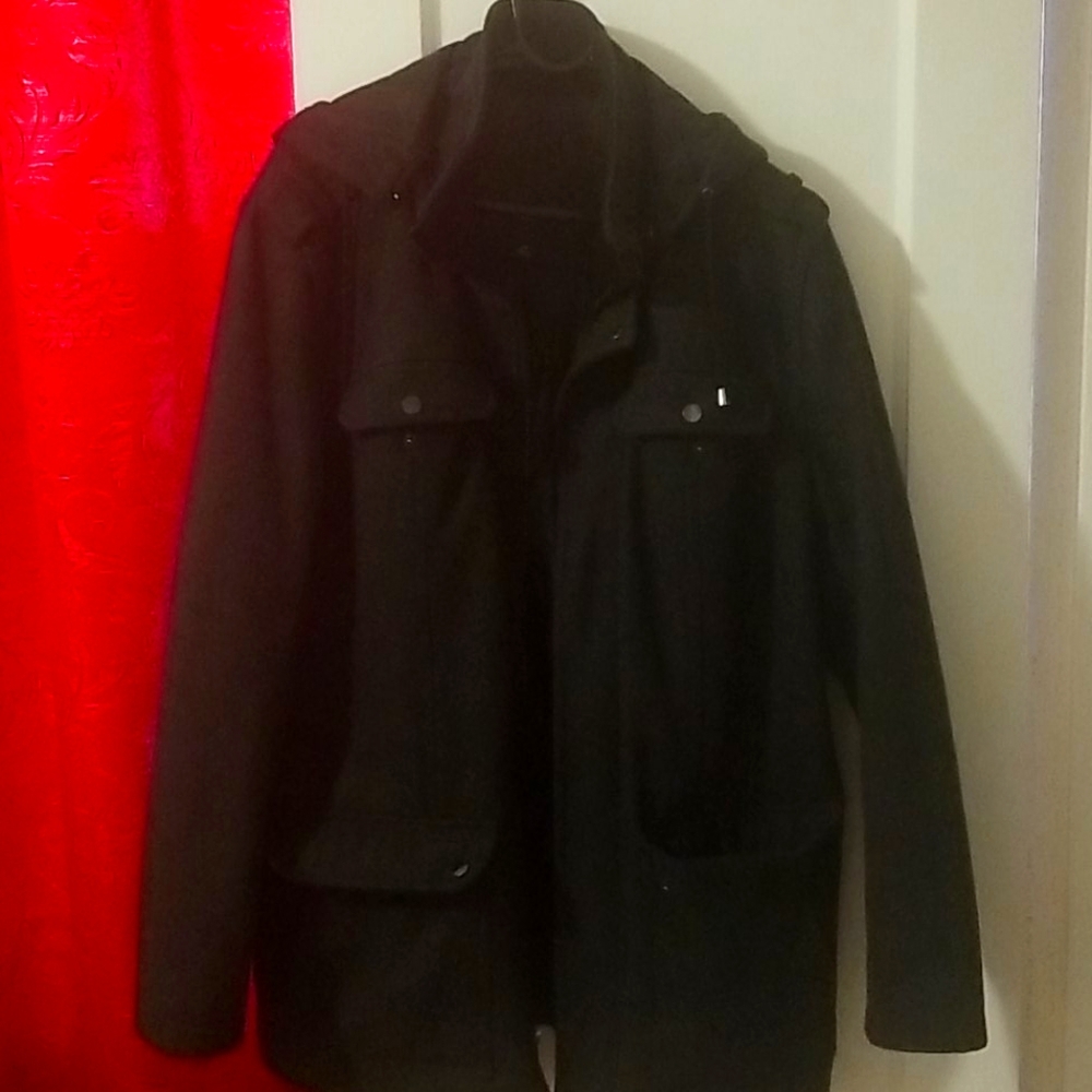 Wool businessman coat with hood